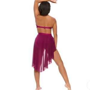 Reverence Dance Costume Style 1628 Berry Tricot & Mesh Halter High-Low Dress